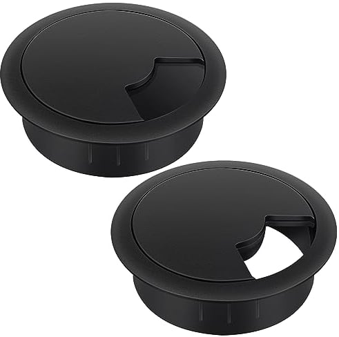 Bolatus 2 Stück Kabeldurchführung Schreibtisch 60mm Kabeldurchlass Kunststoff Schreibtisch Kabeldurchführung Schwarz Kabeldurchlass Tisch für Tisch Office Schreibtische