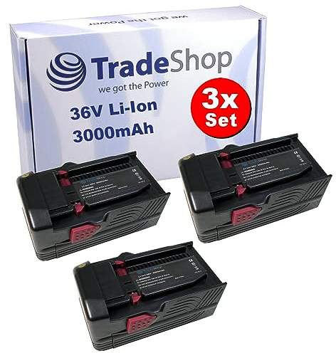 3X Trade-Shop Premium Li-Ion Akku, 36V / 3000mAh kompatibel mit Hilti VC20-UL, VC20-UM, VC40-UL, VC40-UM, WSC7.25, WSC70, WSR36 / Bohrhammer