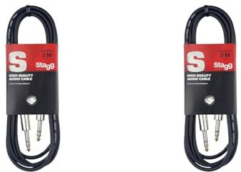Stagg SAC3PS DL 3m/10 ft Deluxe Jack to Jack Instrument Cable (Pack of 2)
