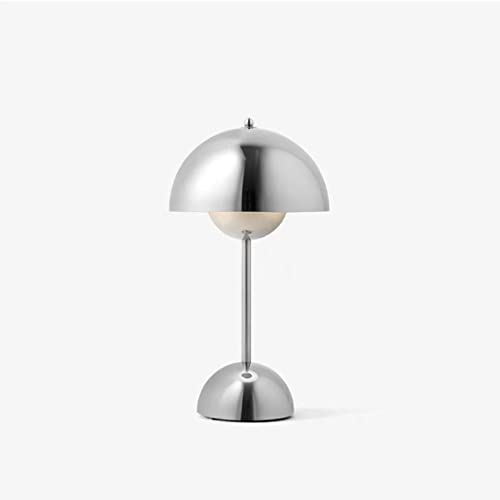 Kabellos Touch Control Tischlampe, 3 Farben Dimmbare Wiederaufladbare LED Tischlampe, Dekorative Nordeuropa Flowerpot Schreibtischlampe für Schlafzimmer Wohnzimmer Restaurant Bar (Silber)