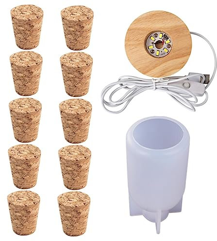 TOPBATHY 1 Set Flasche Nachtlicht Form Holz Kristall Epoxid Glühbirne