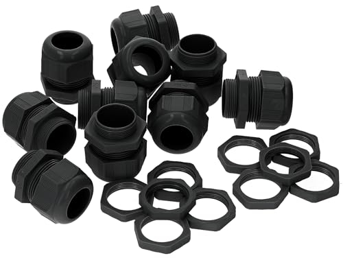 Kalitec M16 - Pasacables (10 unidades, plástico, 3,5-10 mm, rango de sujeción, M16, contratuerca, plástico, color negro), pasacables impermeables