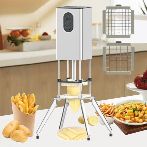 Hachoir à légumes commercial, coupe-frites automatique domestique avec lames de 9mm et 12,5mm, pour bâtonnets de carottes, bâtonnets de pommes de terre,bâtonnets d'oignon,bâtonnets de concombre