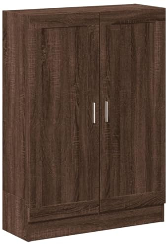 vidaXL Bücherschrank, Bücherregal mit 2 Türen 3 Fächern, Highboard für Wohnzimmer Arbeitszimmer, Büroschrank Beistellschrank, Braun Eichen-Optik Holzwerkstoff