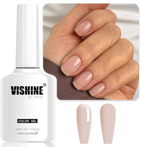 Vishine Gel-Nagellack Semi-Permanent Nude Jelly, 16 ml Transparent Neutraler Nude Soak Off Gel UV LED Nagellack Nail Art DIY Farbe E019