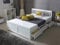 Humza Amani Mission Wooden Bed 3FT, Single Waxed Pine Guest Bed with Under Bed Storage Drawers and Slatted Headboard (White, Small Double)
