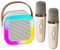 Cassa Bluetooth Speaker Portatile con Karaoke 2 Microfoni BT Senza Fili con Effetti FX Vocali Luci LED Rosa