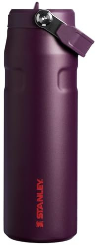 Stanley IceFlow Flip Straw 2.0 Water Bottle 24 OZ | Built-In Straw with Larger Opening | Lightweight & Leak-Resistant | Insulated Stainless Steel | BPA-Free | Plum