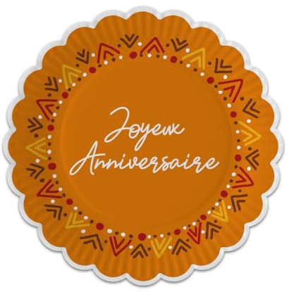 SV SURPRISEZ-VOUS - 8 Assiettes Carton Anniversaire Inca 23CM Orange