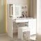 PREMTURE Dressing Table & Stool Set with 3 Colours LED Lights Mirror, Vanity Desk Set with Large Storage Space, 100W x 50D x 135H cm Makeup Table with 5 Drawers for Bedroom Furniture (White)