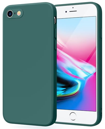 Wanme Ultra-Thin Soft Liquid Silicone Case for iPhone SE 2022/2020, iPhone 8/7 - Full Protective Mobile Phone Cover (Green)