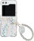 SONIGRA Woman Floral Girly Case for Samsung Galaxy Z Flip 6 2024, Clear Hard PC Protective Case with Color Beads Strap, Flower Leaves