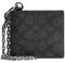 COACH Herren Billfold Geldbörse mit Kette Canvas, Charcoal Signature, Einheitsgröße, Charcoal Signature, Einheitsgröße, Billfold Geldbörse mit Kette aus charakteristischem Segeltuch
