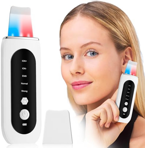 Pulizia Viso, Ultrasuoni Skin Scrubber con 5 Modalità Regolabili, Spatola Professionale per la Pulizia di Punti Neri, Grasso, Profonda la Peeling e Cura, Rimozione Punti Neri e Cura del Viso