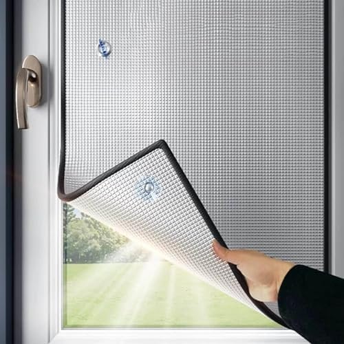 Radiator Reflector Foil Foil Insulation Roll, 8mm Aluminium Foil Insulation Film,Window Tinting Film Glass Heat Control Shield With Suction Cups(110 * 150cm(43 * 59in))