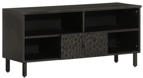 LXYZWRW Furniture Select-Meuble TV en bois massif de manguier Noir 100 x 33 x 46 cm