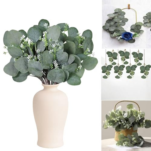 Diyxisk Plantas Artificiales Decorativas,15 Piezas Eucalipto Preservado Eucalipto Artificial Ramas Secas Decorativas Plantas Decorativas Artificiales,para decoración de arreglos Florales Fiesta Boda