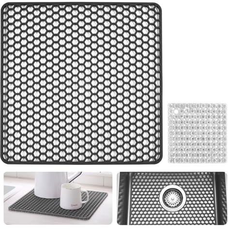 MINISOISO Tappetino per Lavello, 30.5 x 30.5 cm Tappetini per lavello da Cucina in Silicone, Tappetino Antiscivolo per Lavello Resistente al Calore per Lavello da Cucina in Acciaio Inossidabile