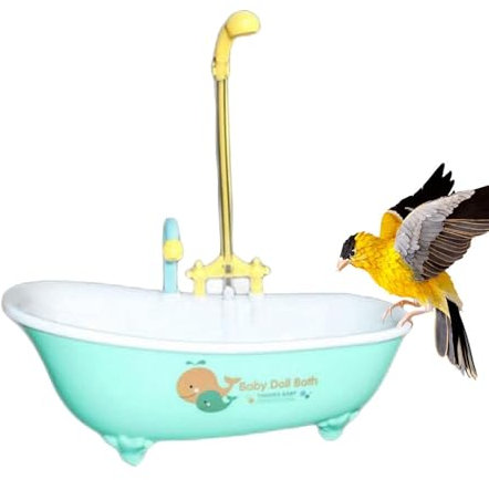 Huayeex Automatische Vogel Badewanne, Wellensittich Badewanne Vogel Spielzeug Bad Dusche, Vogelbadewanne Mit Wasserhahn, Badewanne Vogel Asserzyklus Papageien-Badewanne Haustier-Vogeltränke