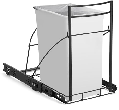 Poubelle extractible sous armoire, kit de poubelle avec rail à fermeture douce, poubelle sous évier pour poubelle de 40 litres, poubelle extractible robuste (poubelle non incluse)