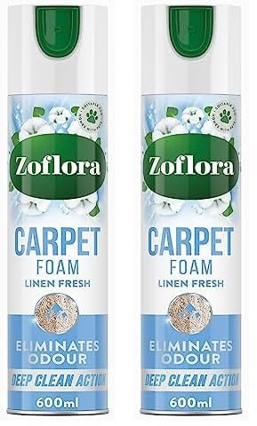 Zoflora Linen Fresh Carpet Freshener & Care Foam, Carpet Cleaner,Stain Remover Foam for Carpets and Upholstery, Neutralises Odours, Deep Cleans, Pet Safe, 1x 600 ml (Pack of 2)