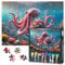 ‌1000-Piece Pink Octopus & Tropical Flowers Underwater Art Jigsaw Puzzle for Adults - Impossible Level Challenging, Premium Matte Finish, Wall Decor Gift for Ocean Lovers (19.69x27.56 in)