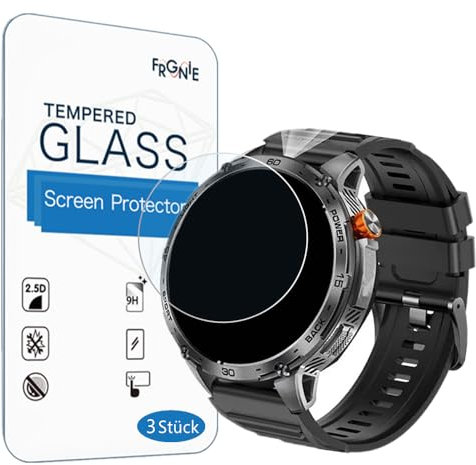 Frgnie Lot de 3 films de protection d'écran en verre HD compatibles avec la montre intelligente LIGE TX2 1,75 pour homme 1,75 - Rond
