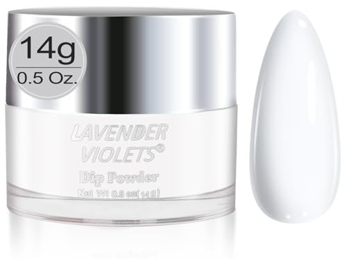 Lavender Violets White Dip Powder 14g – French Manicure Starter Kit Professional Salon-Quality, Long-Lasting Wear | No UV Lamp Needed, Odour-Free, Strengthens Natural Nails for Wedding Dating P102
