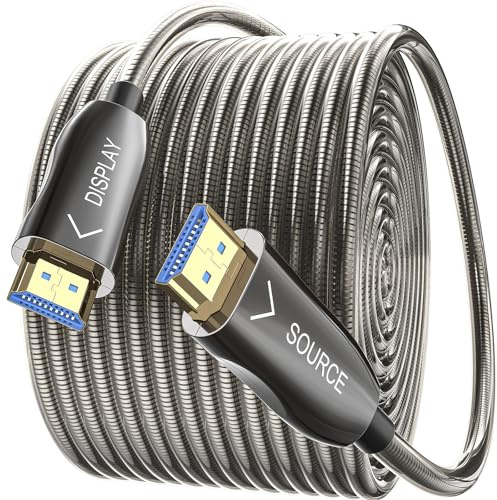 Siwket 8K HDMI Glasfaserkabel 20M, Stahlpanzerung Optisch HDMI 2.1 Kabel 48Gbps Ultra High Speed 8K@60Hz 4K@120Hz Dynamic HDR eARC Dolby HDCP 2.2&2.3 für HDTV/Projektor/Heimkino/TV-Box/Gaming-Box/PS5