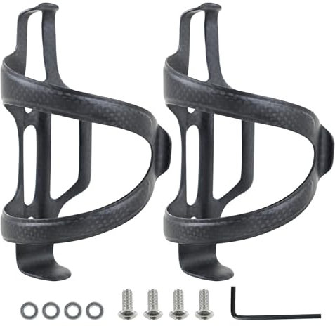 ROADNADO Carbon Bike Water Bottle Cage Bicycle Bottle Holder Ultralight Carbon Fiber Strong Drink Cup Holder with Screws for Cycling MTB Road bike, suit for Kettle 72-74 mm Diameter (Right 2pcs)