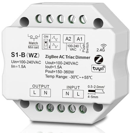 Tixqeaif S1-B Tuya Zigbee AC Triac Dimmer LED Controller Push Switch Control 110V 220V 230V Smart Life APP for Assistant