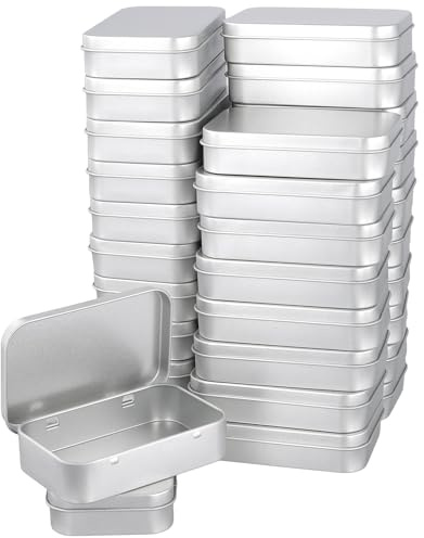 30 Stück Kleine Metalldosen mit Deckel, Rechteckige Spielkarten Box Metall | SYUTBOU 94 x 61 x 20 mm Silberne Blechdose für Schmuck, Kleinteile