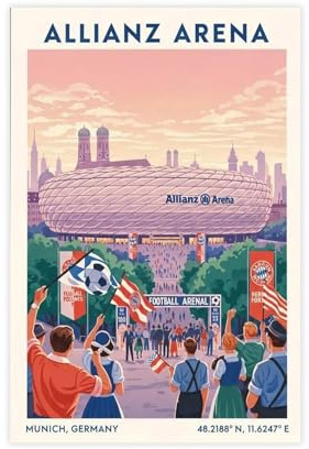 IADNG Allianz Arena München Fußballstadion-Poster, Leinwand-Poster, Wandkunstdruck, Bild, Gemälde, 30 x 45 cm