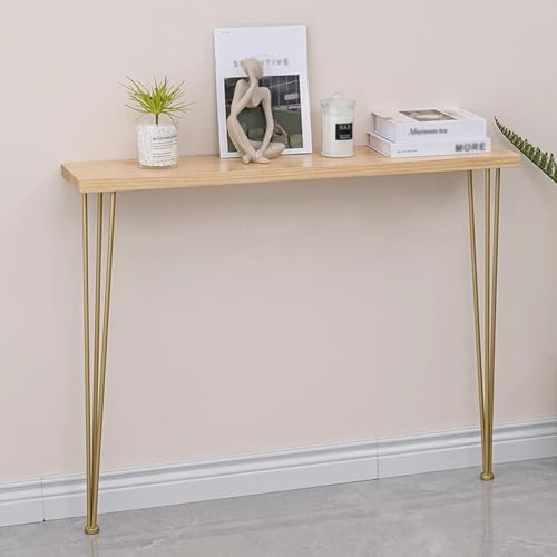 JOSIAHCQ Table Console en Bois Table d'appoint avec Pied en Métal pour Salon Entrée Couloir Foyer(Gold,60cm)