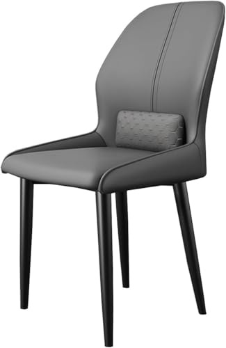 Moderne Esszimmerstühle mit hoher Rückenlehne, Ledersessel mit Metall, stilvoller Akzentstuhl für Küche und Wohnzimmer, bequeme dunkelgraue Sitzgelegenheit