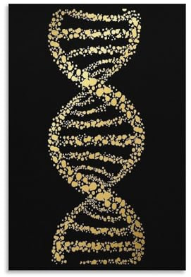 DNA Wandkunst, Wandbild, Motiv: Goldhelix, Leinwanddrucke, Poster, Kunstwerk für Wohnzimmer, Schlafzimmer, Badezimmer, Büro, Heimdekoration, 40 x 60 cm
