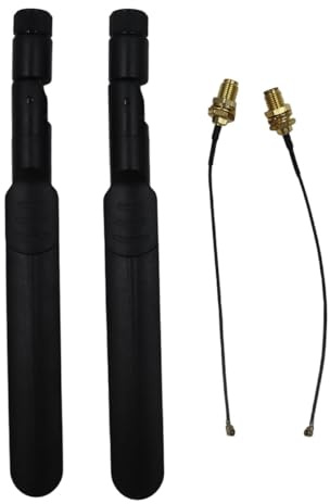 Voyoo 2 x 5 dBi 2,4 GHz & 5,8 GHz Dualband-WLAN-SMA-Antennen + 2 x 15 cm U.FL-auf-SMA-Buchse-Anschlusskabel für Mini-PCIe-WLAN-Netzwerkkarte