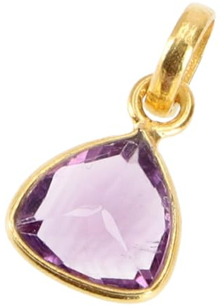 GURU SHOP Vergoldeter Anhänger aus Silber mit geschliffenem Halbedelstein | Eleganter Kettenanhänger, filigran verarbeitet, Meisterwerk indischer Schmuckkunst, für Frauen geeignet.