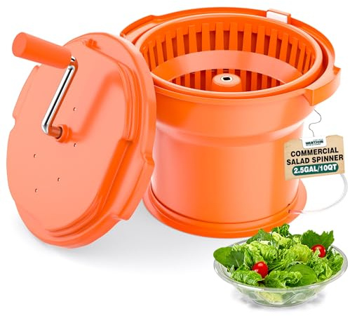 WantJoin salatschleuder groß mit 12-Liter salatdressing, rollende wagentatten mit silikon und drainaschen, 10qt-drehgeräte für einen manuellen salatschäler, salatschrauber küchenprofi