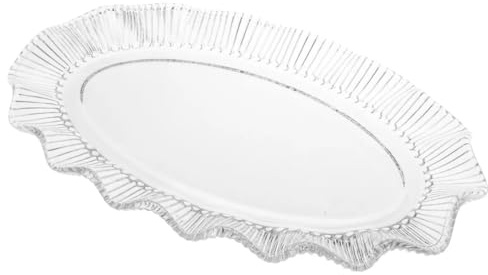 Altom Design Ovaler Glasteller Vivienne 33 x 20 cm – Elegante Glas Servierplatte mit dekorativem Rand – Kuchenplatte, Dessertplatte und Snackplatte aus Glas