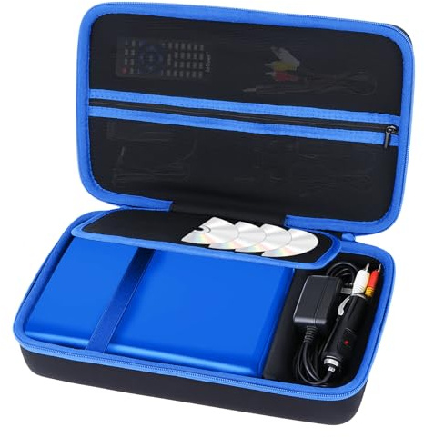 Lebakort Hard Carry Case Compatible with Yoton 12.5 / YOOHOO 12.5 / Arafuna 12-12.5 Inch/GOnavidio 12 / DESOBRY 12.5' / KCR 12.5 Inch Tragbarer DVD Player (Black+Sky Blue)