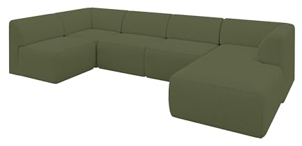 ALTDECOR Ecksofa in U-Form Corner Sofa Bett Eckcouch Couch L-Form Wohnlandschaft Cauchsofa MOVO 345x180x78 Grün