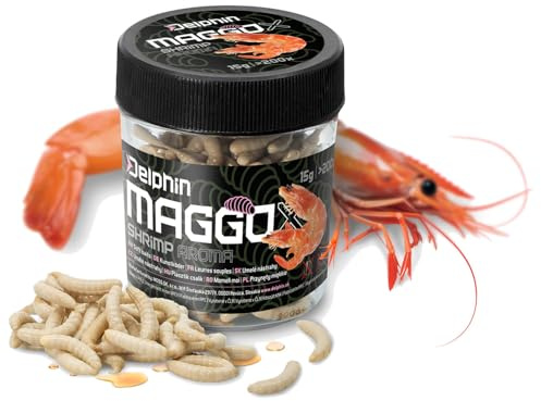 Delphin MaggoX Künstliche Maden Schwimmend Gummiköder für Karpfen, Brassen und Weißfisch, Fleischmaden Imitation, ca. 200 Stück, 15 g, wiederverwendbar