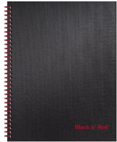 Black n' Red Notizbuch, Business Journal, 27,9 x 21,6 cm, 70 Blatt, liniert, Optik-Papier, Scribzee App, Hardcover, Spiralbindung, Schwarz (K67030)