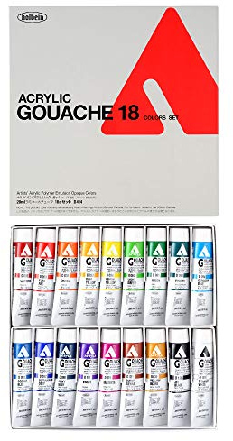 Holbein Acrylic La Gouache Set 18 Colour Set (Japan Import),multi-coloured,D414
