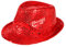 Alsino Led Hut (Th-41) rot Pailletten Disco Glitzerhut Fedora Bogart Trilby - Kopfumfang: 58 cm