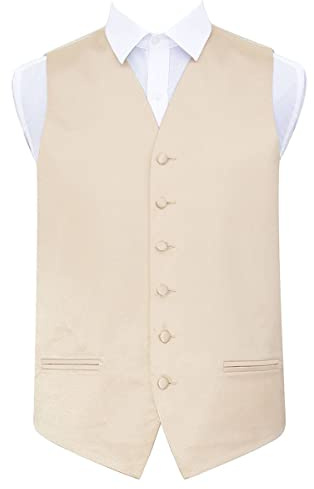 DQT Mens Plain Glossy Satin Classic Waistcoat - Wedding, Business & Formal Suit Vest