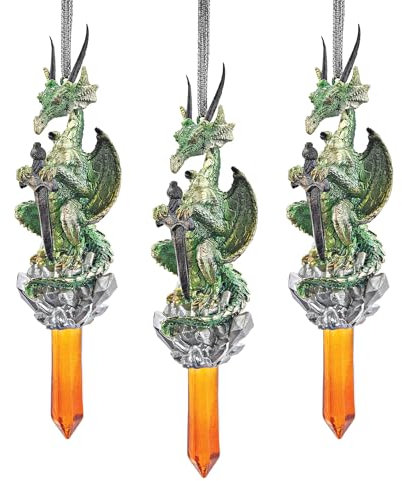 Christbaumschmuck - Cicles der gotische Drache-Feiertags-Verzierung: Set von drei - Drachen-Statue