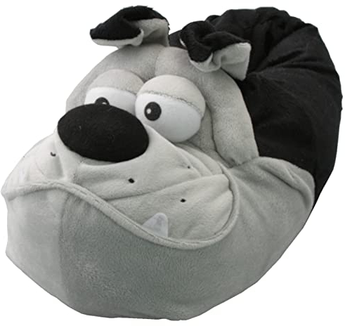 SAMs Unisex Tierhausschuhe Bulldogge, Schwarz Grau, 39-41, TH-HGB-SG