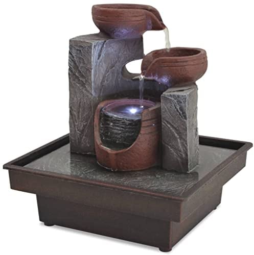 vidaXL Zimmerbrunnen mit LED Polyresin Springbrunnen Wasserspiel Dekobrunnen